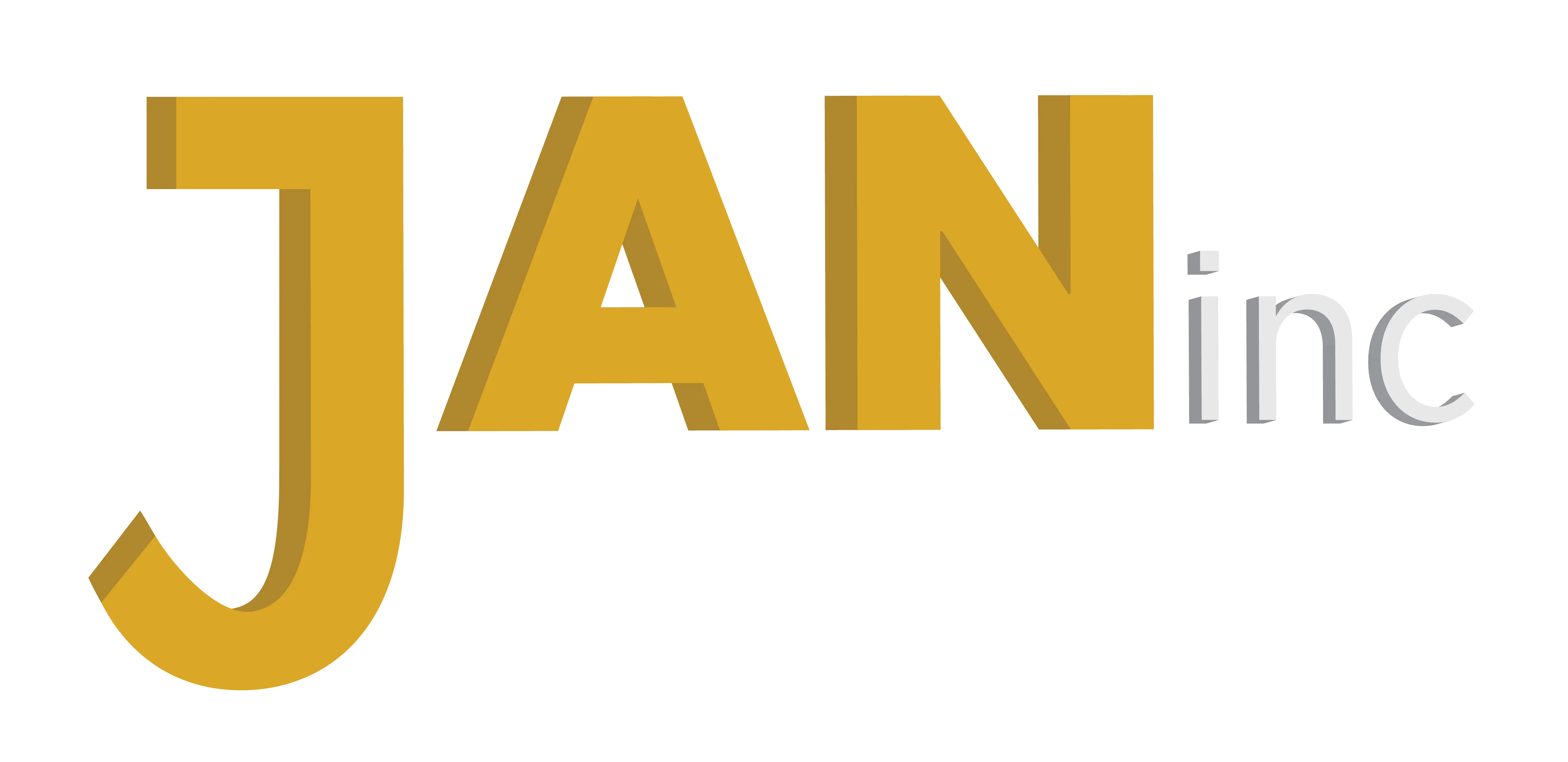 Logo with large gold letters 'JAN' and smaller white letters 'inc' beside them, with text 'CONSTRUCTION ET DÉVELOPPEMENT' underneath.
