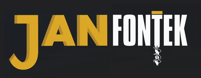 Logo with bold yellow letters spelling JAN and white letters spelling FONTEK with a medical caduceus symbol integrated into the letter T.